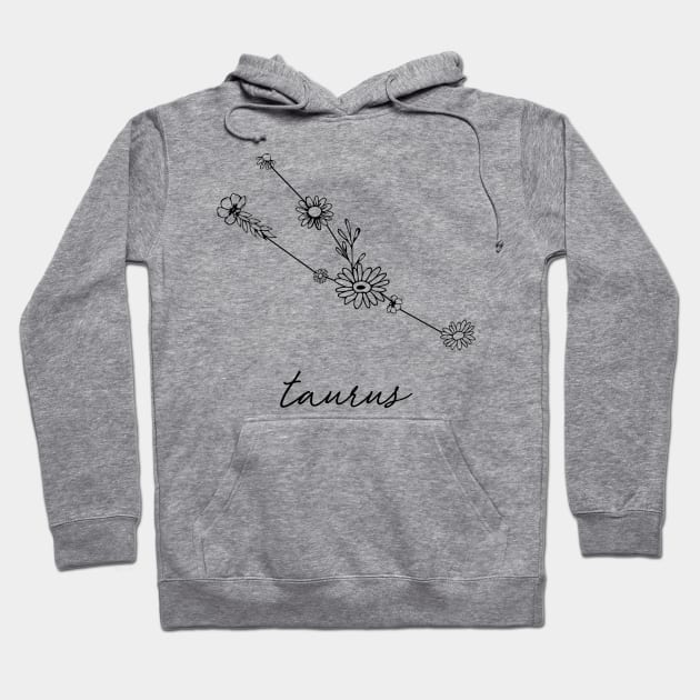 Taurus Zodiac Wildflower Constellation Hoodie by aterkaderk